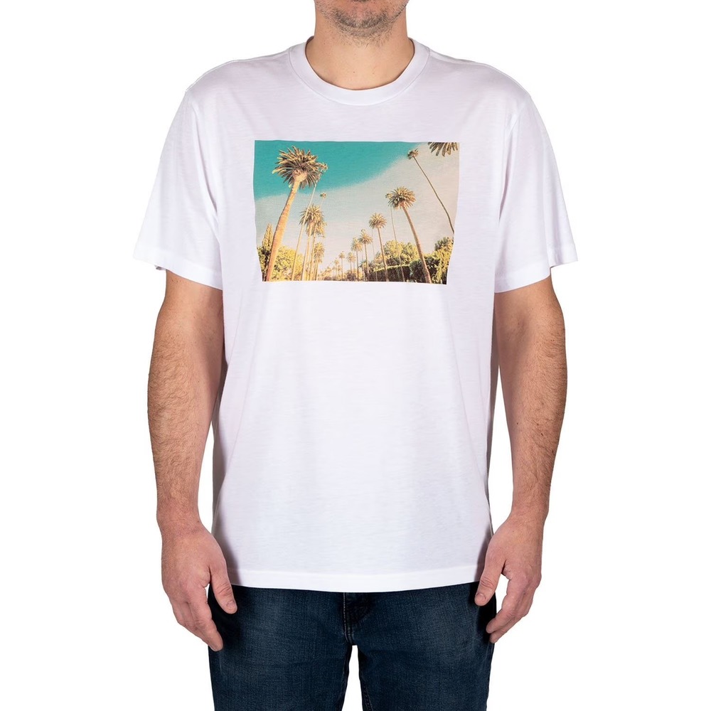 State of Mine X-Large White T-Shirt Men's Palm Tree Graphic Short Sleeve